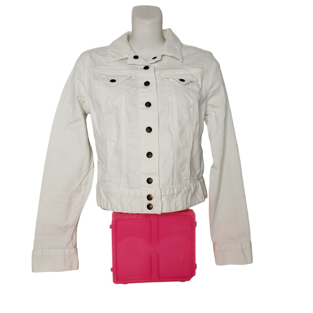 LUCKY BRAND White Denim Stretch Jean Jacket Size Small